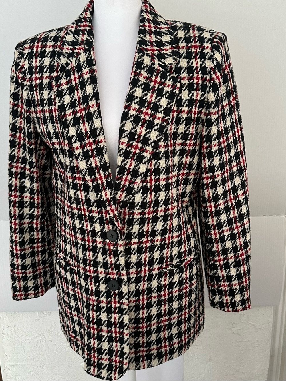 Requirements Checked Blazer in Black, Cream & Red
